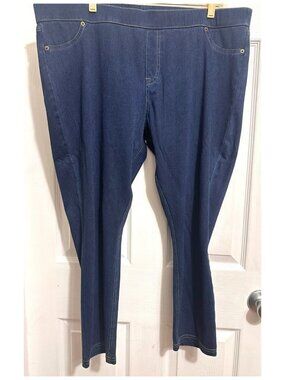 Lightweight Women's Blue Denim Stretch Jeans Pants Skinny Leg Pull On Size XXL